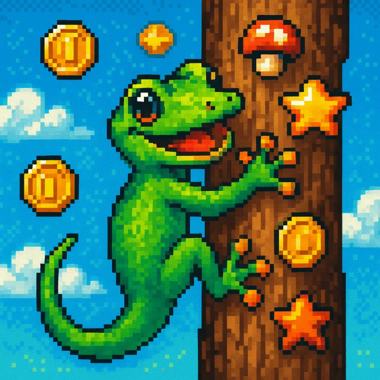 Pixel Art Gecko Climbs for High Score | Reptile Rampage