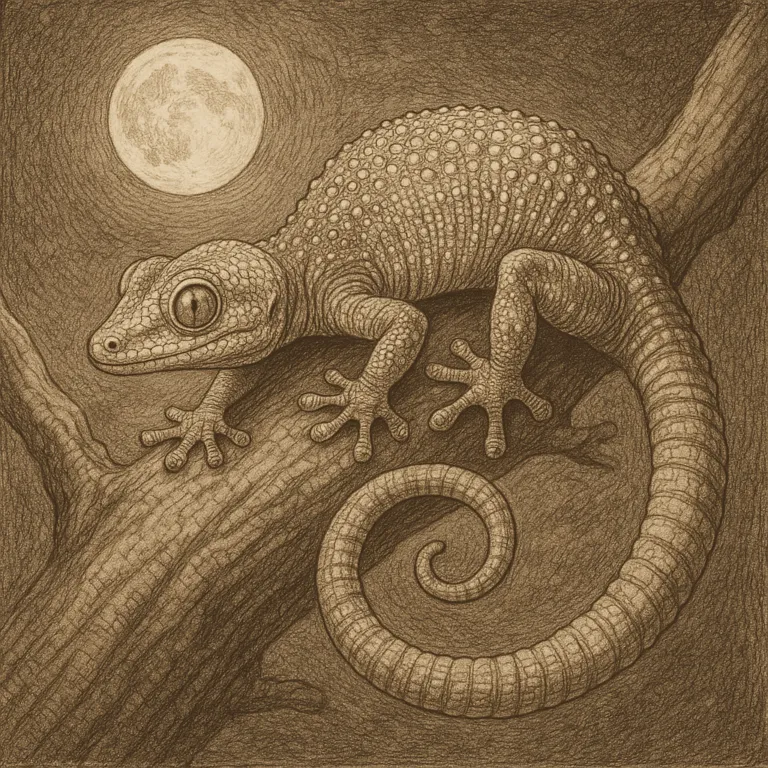 Vintage Gecko Moonlit Branch Illustration | Reptile Rampage