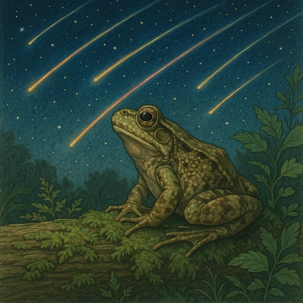 🌟 Stargazing frog goals! Who else spends nights dreaming under shooting stars? Ribbit if you wish upon a meteor! 🐸💫
