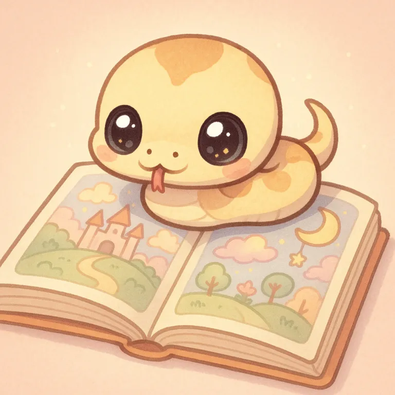 Chibi Snake on a Whimsical Storybook | Reptile Rampage